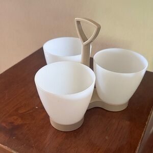 Tupperware~Plastic ~Triple Condiment Container Server & Stand~ No Lids~Vintage